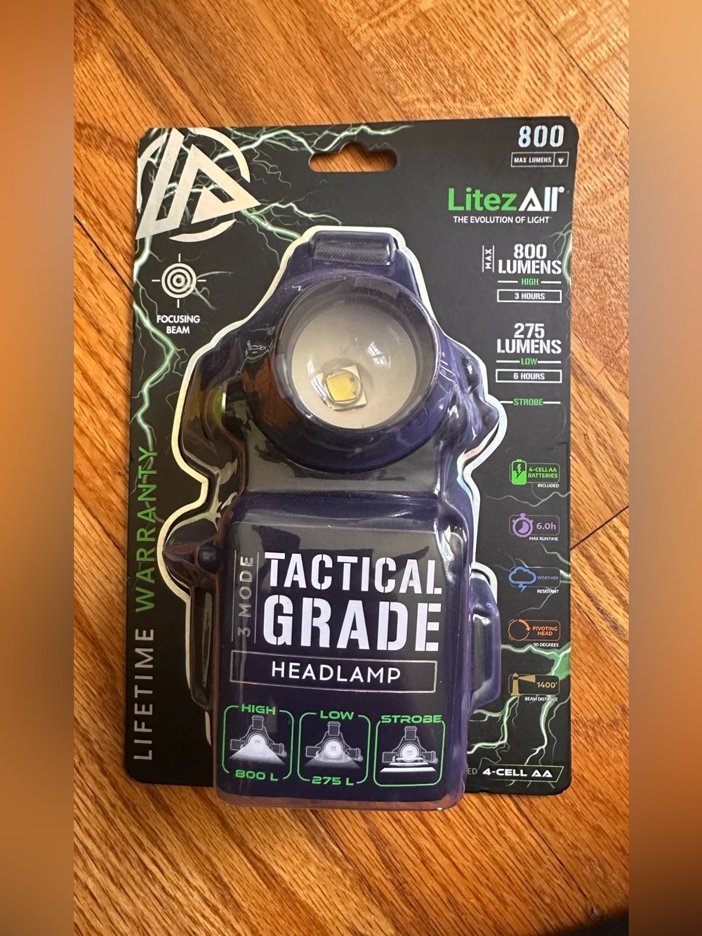 LITEZ ALL Tactical Grade Headlamp - BLACK 800 lumens
